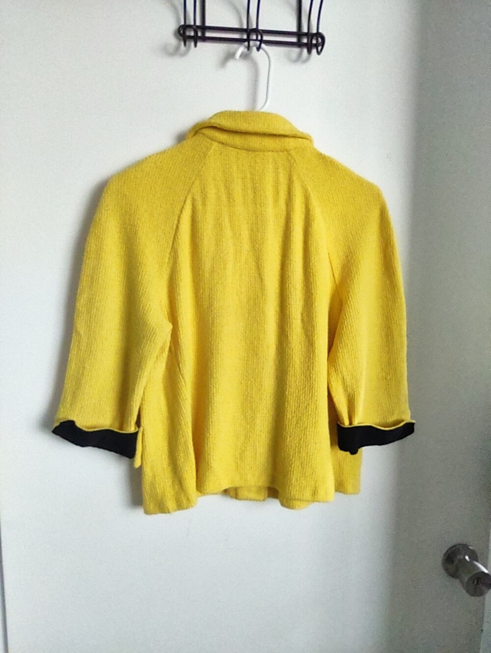 St. John Yellow Bouclé Blazer with Black Trim - Picture 6 of 9